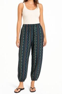 Vtg Aussie Styled In Australia Womens Geometric Stripe Jogger Pants Est M Surf